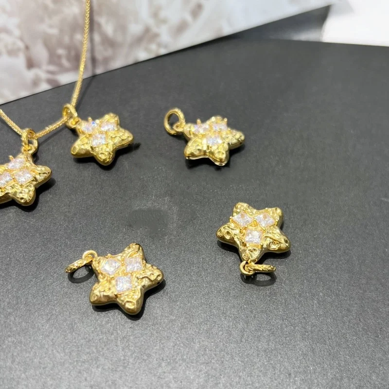 

LABB Real 18K Venus pendant Au750 gold moissanite pentagram collarbone pendant women's boutique jewelry gift D0239