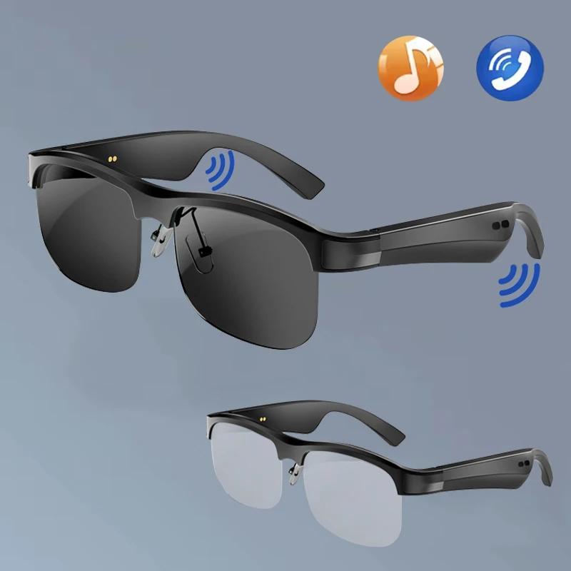 

Умные солнцезащитные очки, мужские очки, Bluetooth-вызов, музыка, анти-синие поляризационные линзы UV400, встроенные микрофоны, динамики и голосовой помощник