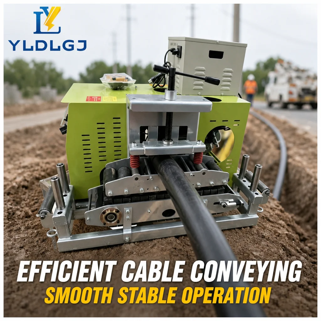 YILI Portable Cable Feeder Roller Guide Machine Diesel Engine Adjustable Height Cable Laying Feeding Steel Frame Speed Stringing