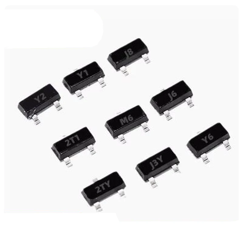 ترانزستور SMD ، S8050 ، S8550 ، S8550 ، S9012 ، S9013 ، S9014 ، S9015 ، S9018 ، J3Y ، STY ، Y1 ، Y2 ، 2T1 ، J3 ، J6 ، J8 ، SOT23 ، 50 أو