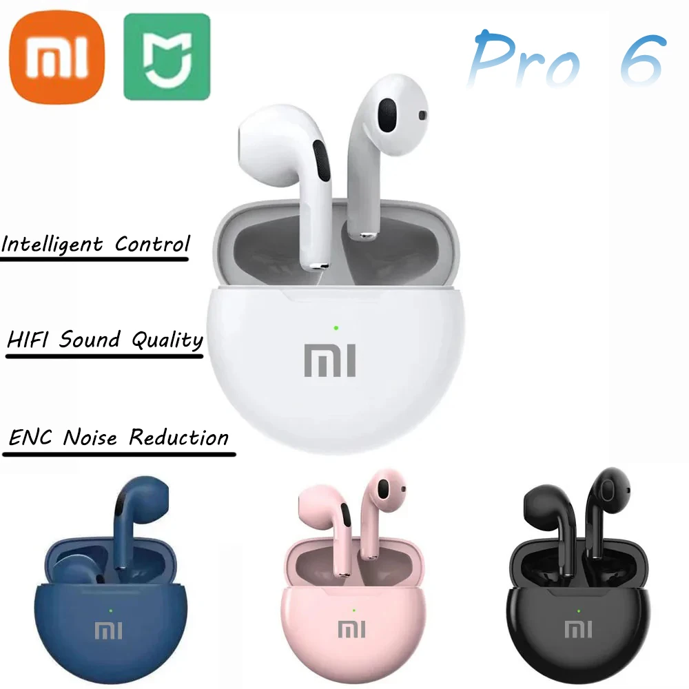 Xiaomi Air Pro 6 Earphone TWS 9D HIFI Headset Bluetooth Music Earbuds For IPhone Android Wireless Pods Headphones