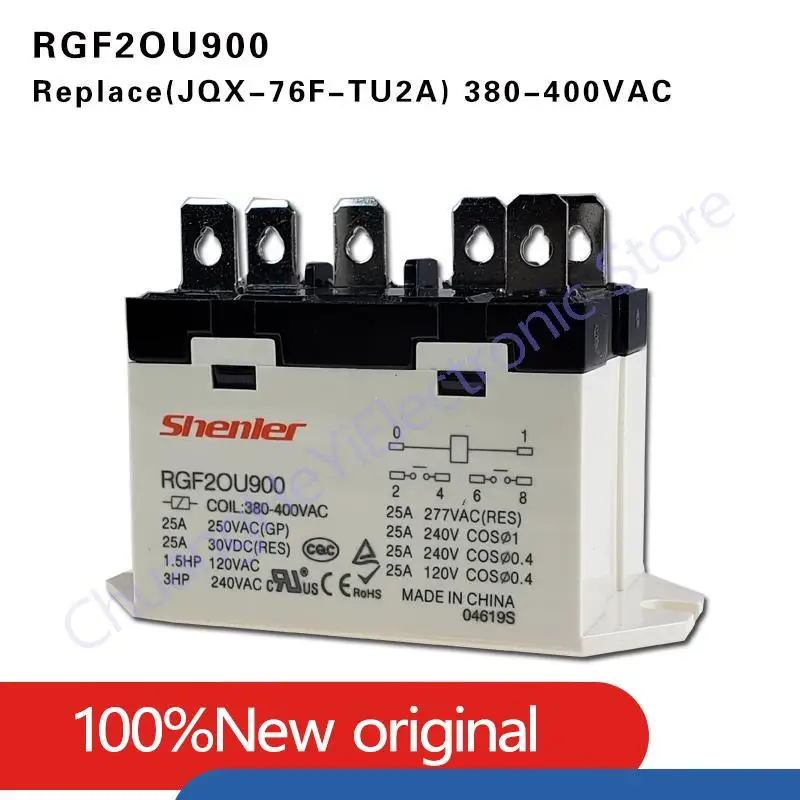 100%Original New Power relay RGF2OU740 RGF2OU900 220VAC 380-400VAC 25A 6PIN 6 feet 2 sets of normally Replaceable  JQX-76F-TU-2A