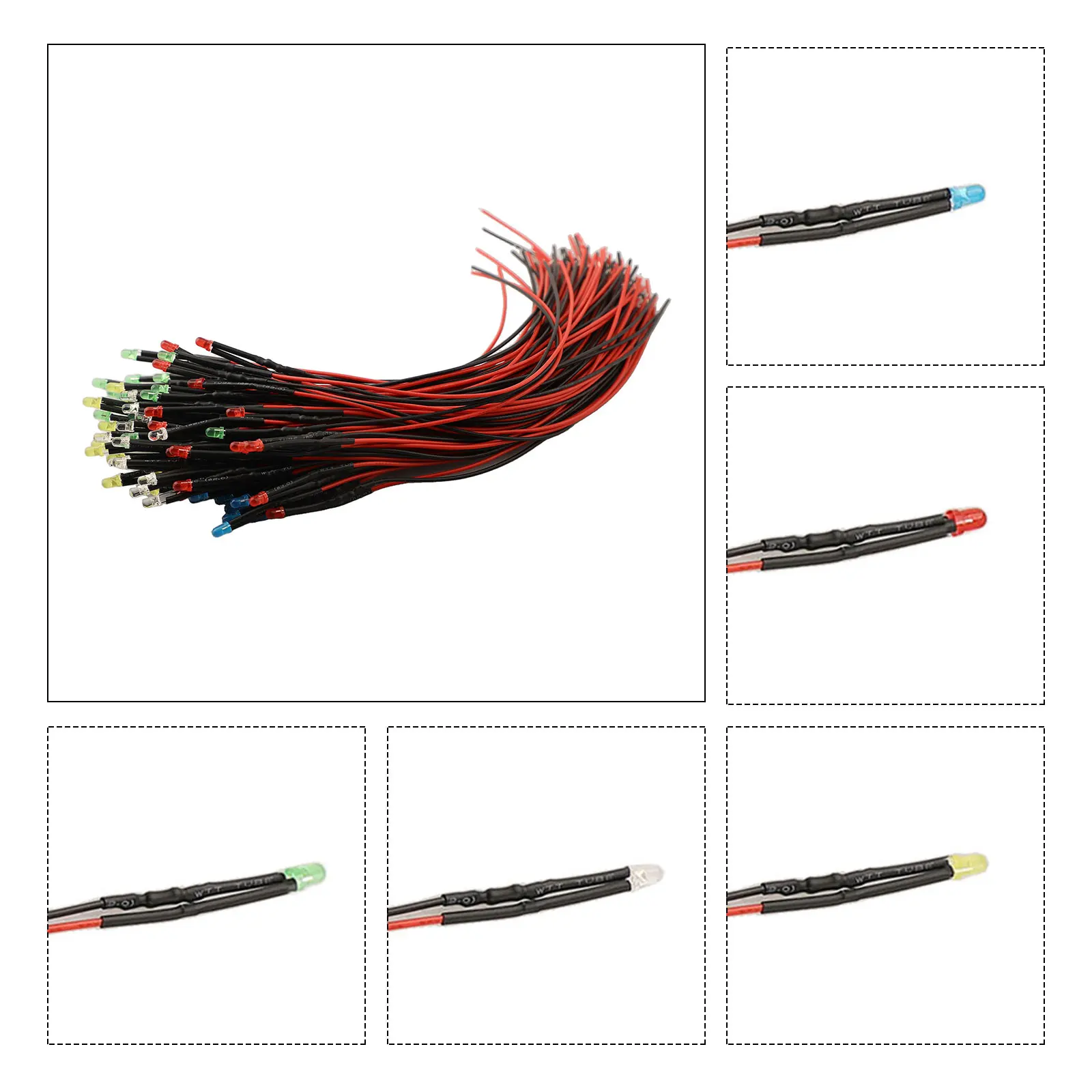 80/100pcs LED Lights Emitting Diodes Pre Wired Individual LED Lights Multicolored 3mm 12V LED Lights For Signal Flashers Toy Car