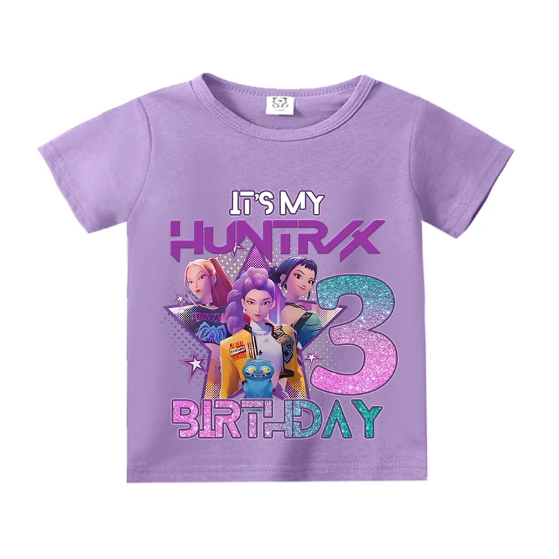 Kpop Demon Hunters Feestartikelen Verjaardag Nummer Baby T-shirt Zomer Meisje Tee 2025 Film Kinderkleding Mode Casual Tops Geschenken