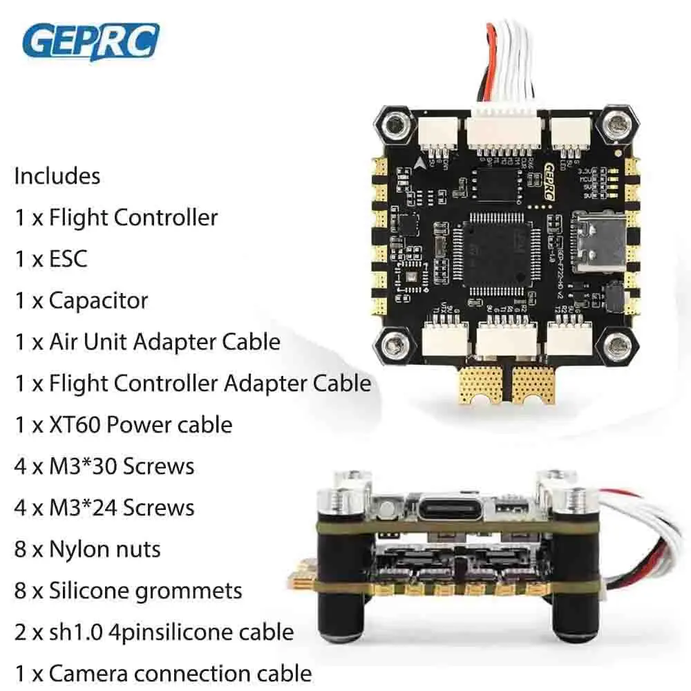 

GEPRC TAKER F722 BLS 50A Stack BLS50A-4IN1 ESC XT60 Кабель питания STM32F722 Чип 16M Черный ящик Повседневный канал BEC Аксессуары RC