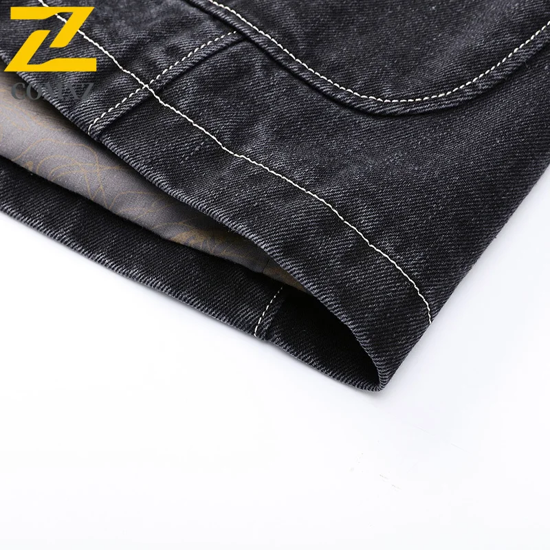 2025 Autumn Jacket Men's South Korea Brand Black V Collar Denim Jacket Fashion Clothing Male Business Retro Windproof Denim Coat