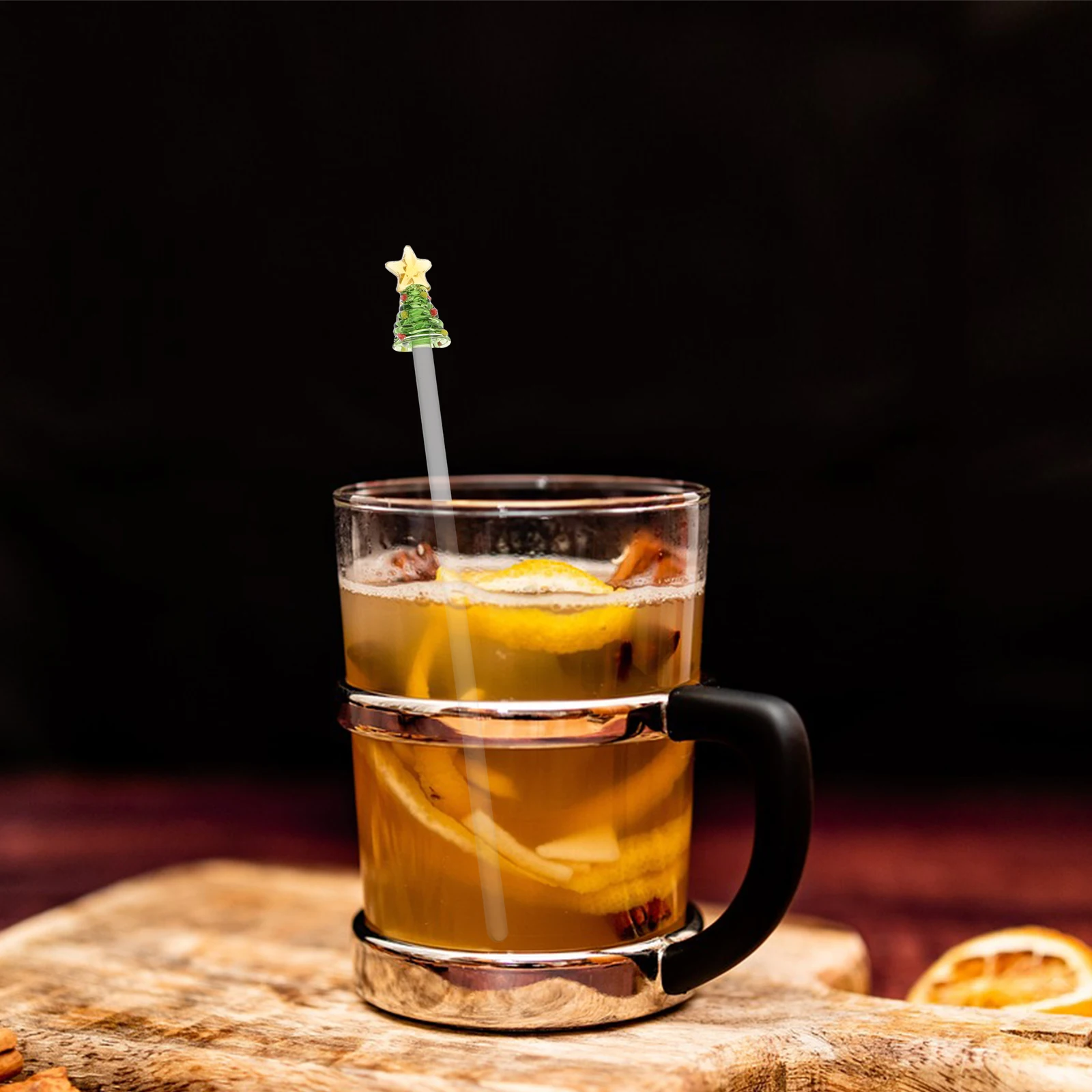 

Festive Christmas Tree Shape Glass Stirrers for Drinks Reusable Cocktail Mixing Sticks Holiday Party Bar Accessories Drinkware