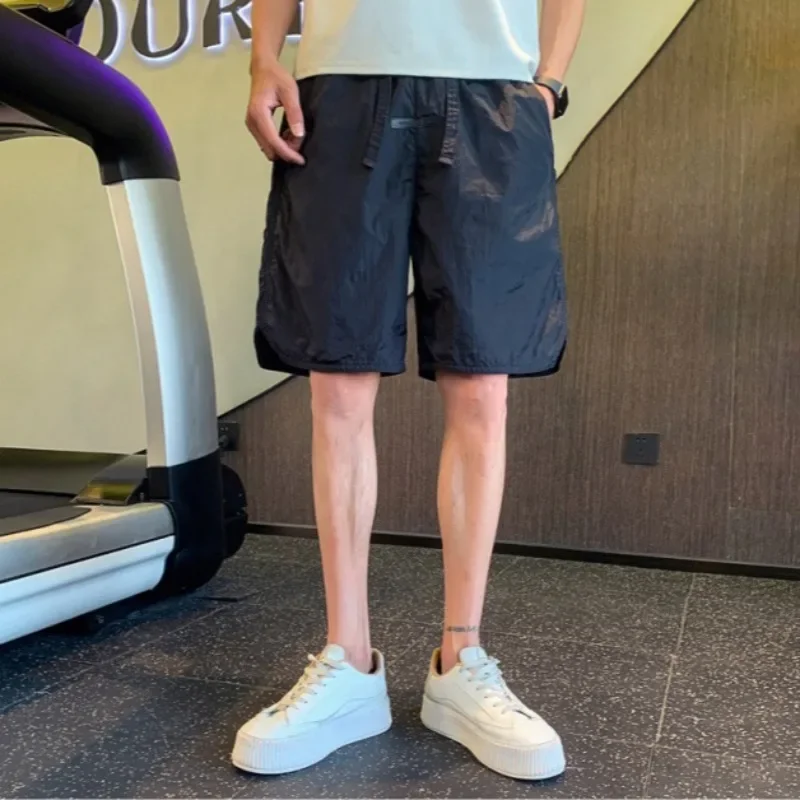 

Быстросохнущие мужские короткие брюки с карманами, шорты для мужчин, спортивные мешковатые спортивные штаны на шнурке, свободные широкие джоггеры, стильный эластичный крой, тонкий