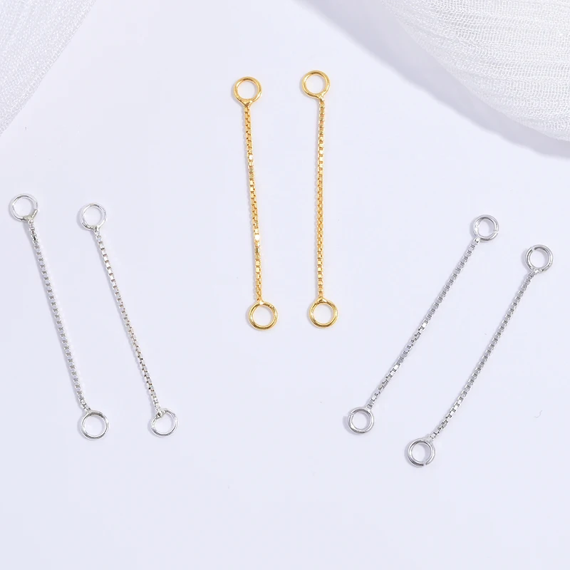 1 Pair S925 Sterling Silver 3cm Box Extension Chain DIY Jewellery Making Earrings Extension Chain Accessories SE65