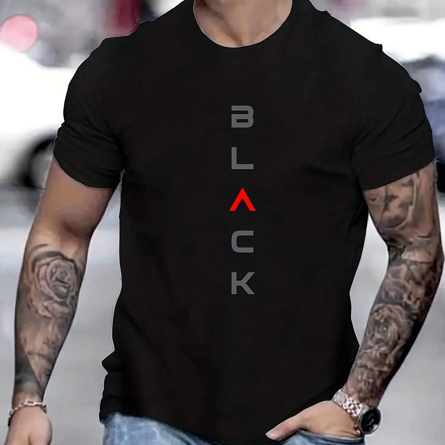 

Футболка À Col À Manches Courtes Pour Hommes, Décontracté, Taille Ample, 100 Pur Coton, Imprimé Noir, Été