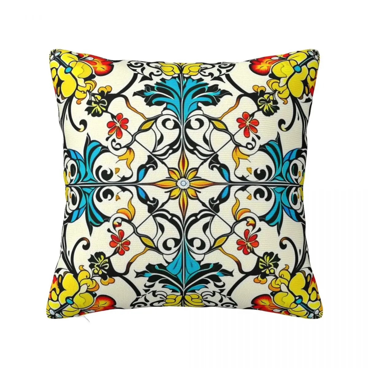 Classic Vintage Sicilian Tile Style Pattern Pillowcase Pillows Cover Cushion Comfort Throw Pillow Sofa Decorative Cushions Used