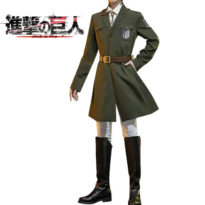 Halloween Attack Titaner Eren Levi Uniform Cosplay Costume Shingek No Kyojin Scouting Trench Jacket Outfit Legion Soldier Coat