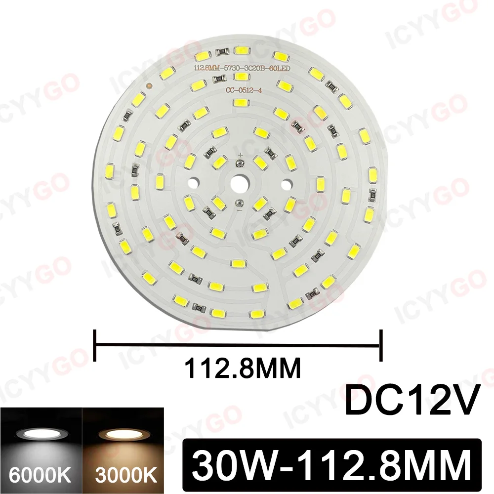 DC12V 3W 5W 7W 9W 12W 15W 18W 24W 30W 45W SMD5730 LED Bulb Light Source, PCB Aluminum Substrate, DIY Downlight 90MM 130MM