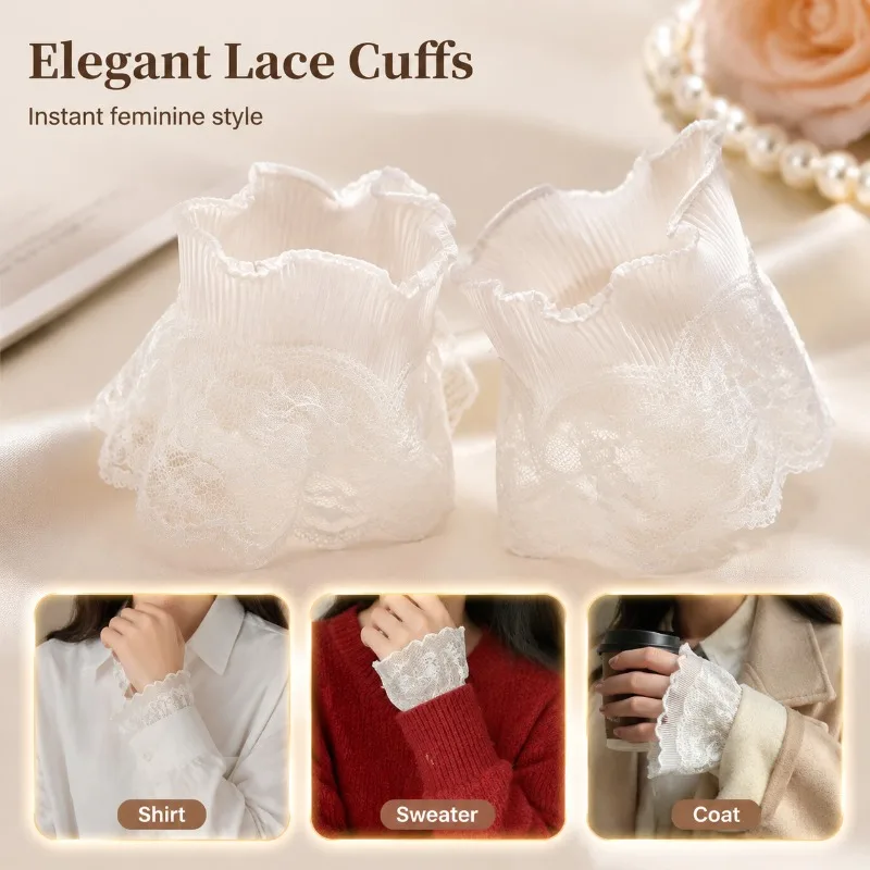 

Premium Lace False Cuffs Thin Lightweight Design Suitable for Spring and Autumn Ideal Extensions for Sweater and Sweatshirt