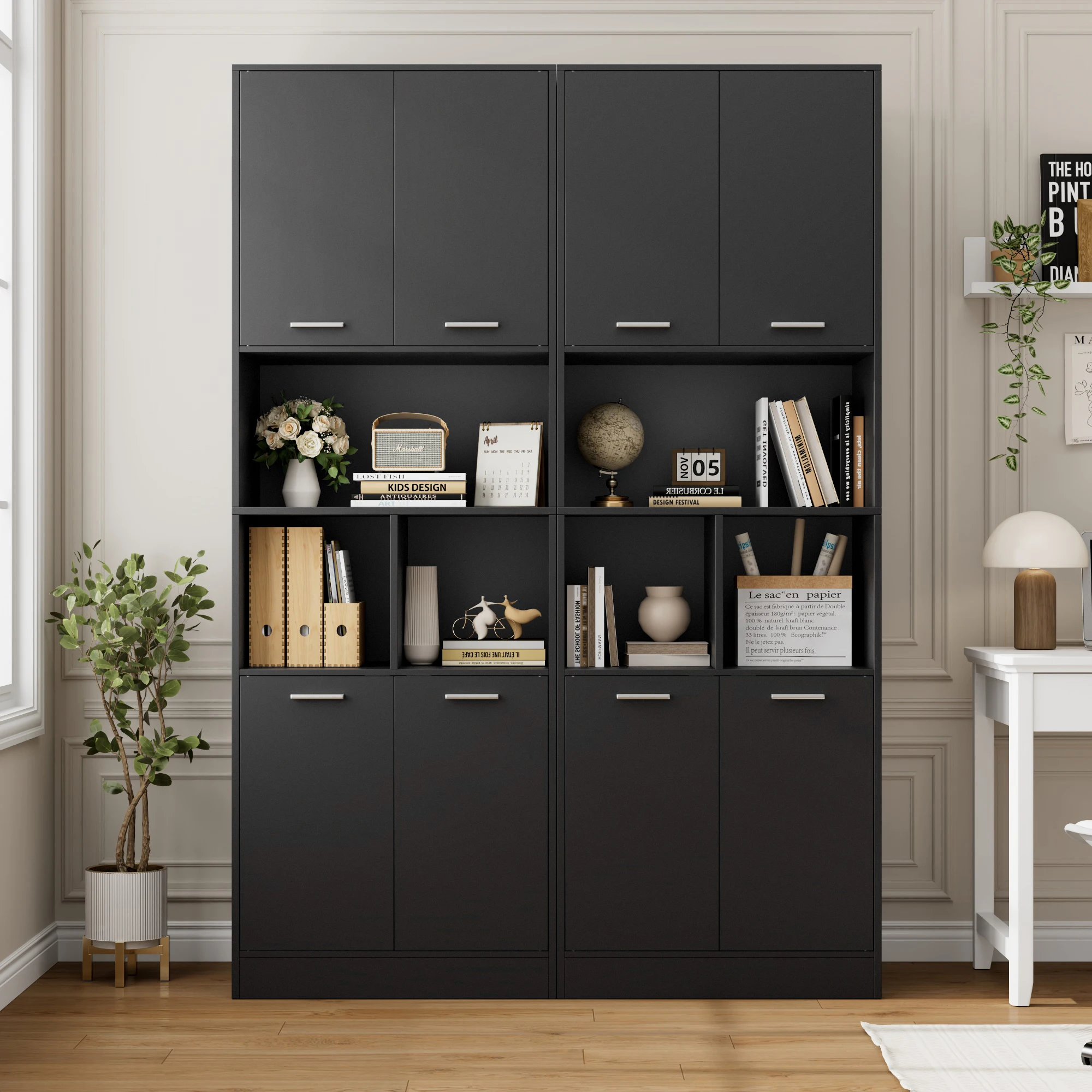 Getone Hochschrank Badschrank Badezimmerschrank Küchenschrank Mit Tür, offenem Fach, verstellbarer Trennwand 180x60x40cm