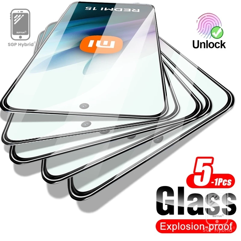 Redmi15 4G 5G الزجاج 5-1 قطعة 9H الزجاج المقسى الشفاف ل Redmi 15 5G 4G 2025 قسط واقيات الشاشة تشديد غطاء حماية فيلم