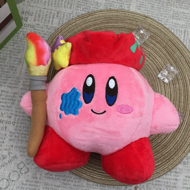 20cm New Kirby Kawaii Painter Plush Toy Pillow Anime Game Sofa Plushies Dolls Cartoon Cute Room Decoration Girls Surprise Gifts