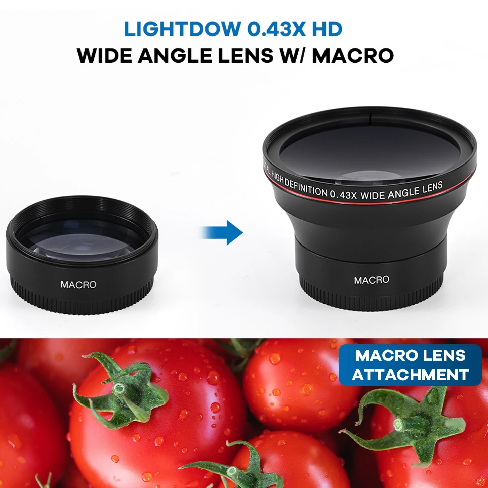 Lightdow 49mm/52mm/55mm/58MM Super Wide Angle Lens 0.43x With Macro Portion Affiliated Lens for Cannon Nikon Sony Camera Lens