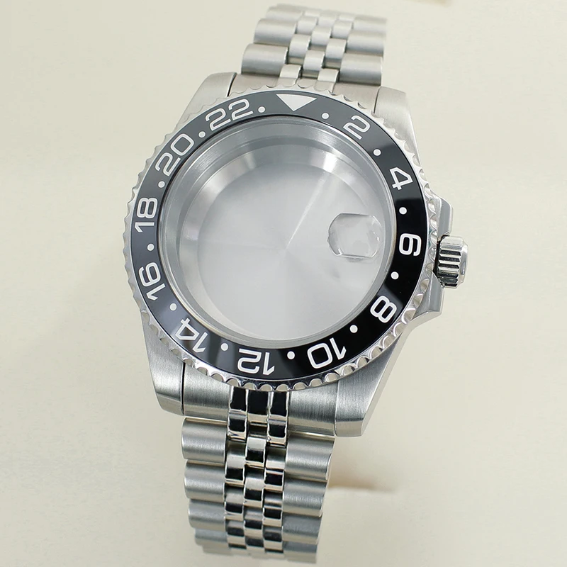 

Black Bezel 40mm NH35 Watch Case For SUB GMT Seiko NH35 NH36 NH34 NH38 Miyota 8215 ETA 2824 Movement 28.5mmDial Jubilee Bracelet