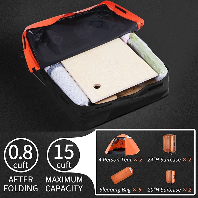 15 Cubic Feet Car Roof Cargo Bag Travel Storage Luggage Bag With Anti Slip Mat 600D Waterproof Roof Carrier Bag