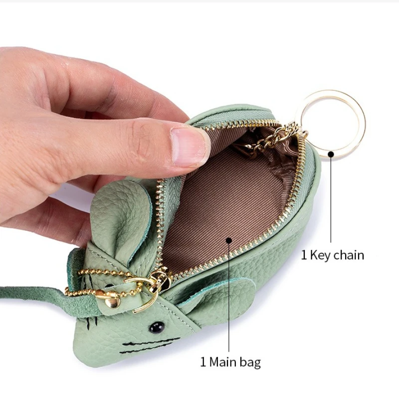 

Leather Mini Coin Purses Girl Bag Pendant Vivid Cute Mouse Shape Change Wallet Keyring Coin Pouch Bag Clutch Lady Lipstick Bags