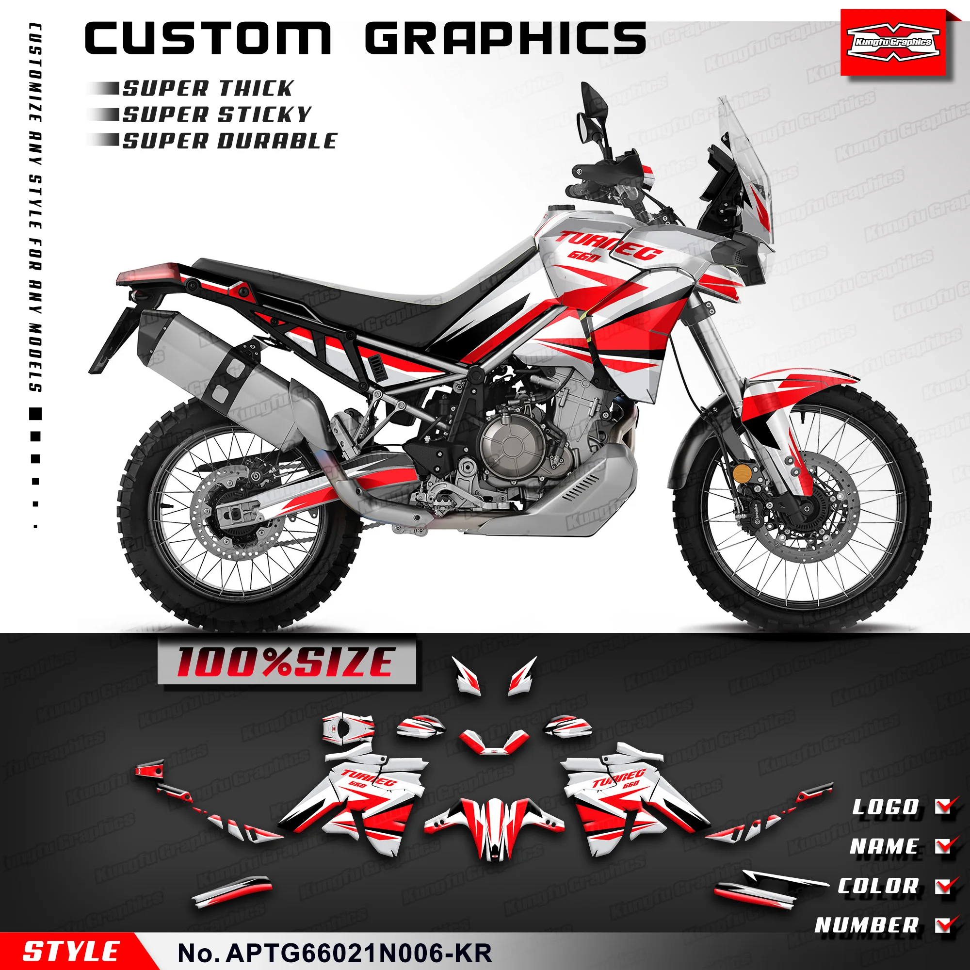 KUNGFU GRAPHICS Rebuilding Sticker Sheet Wrap Design for Aprilia Tuareg 660 2021 2022 2023, APTG66021N006-KR