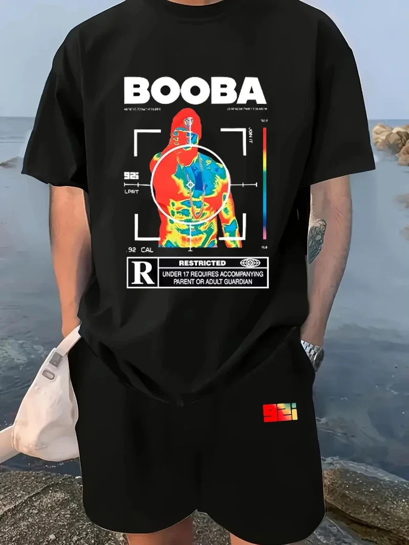 

Summer Hot-selling Official T-shirt Shorts Two-piece Men's Fashion Cotton Printed Women's Casual Harajuku Street Men's Clothing