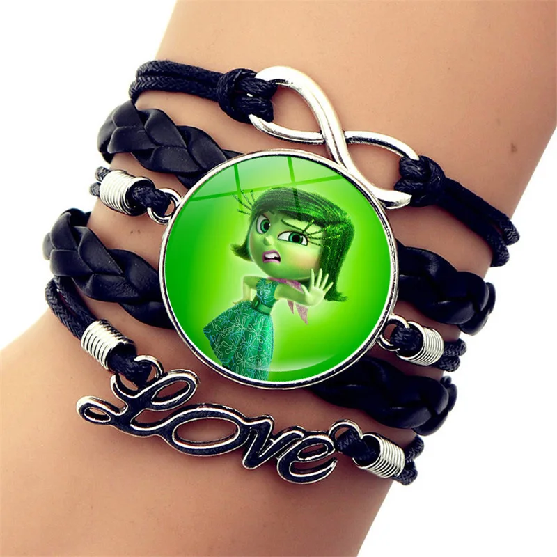 Disney Inside Out 2 Bracelet Anime Figure Anxiety Fear Joy Sadness Cartoon Women Man Leather Bracelet Jewelry Accessories Gift