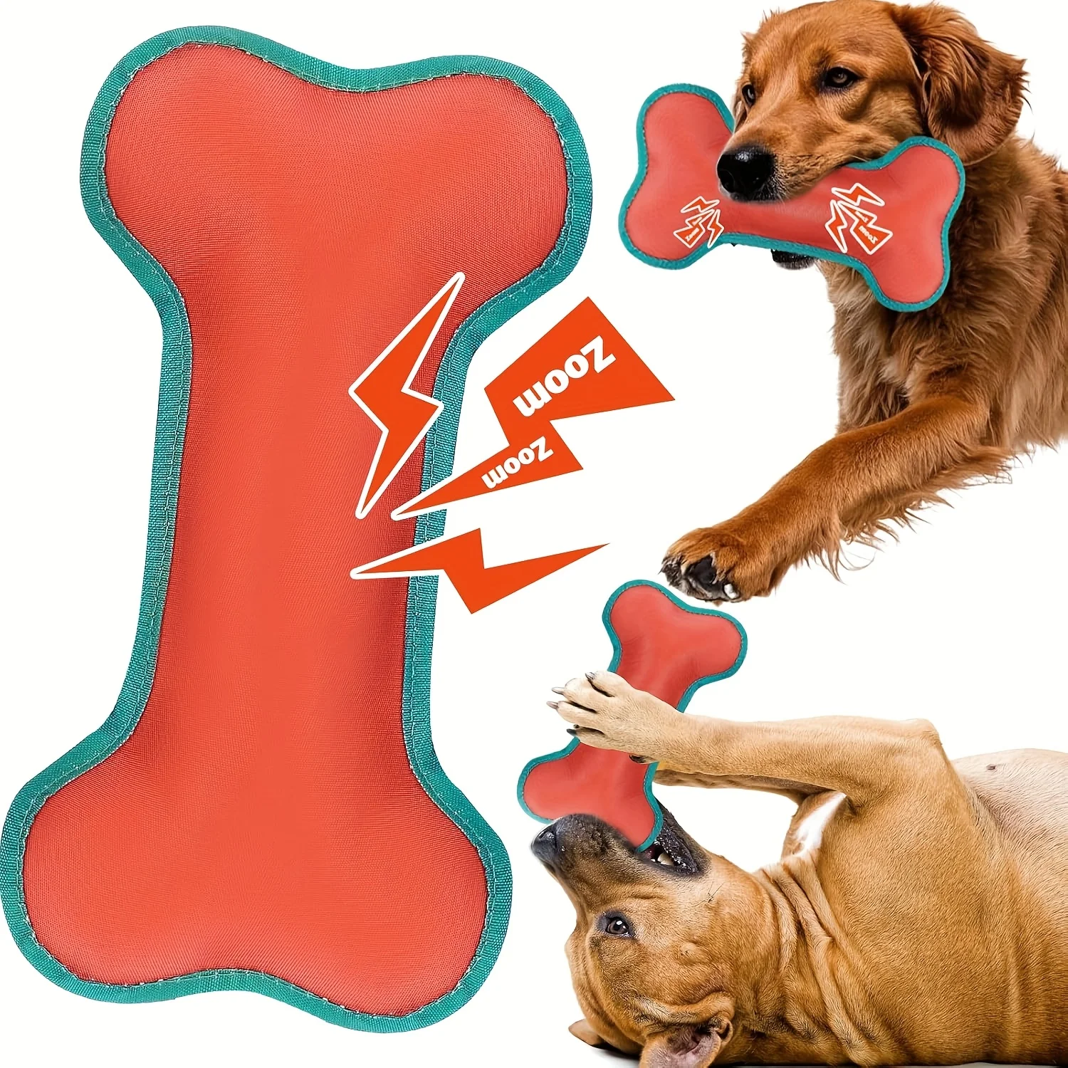 

Indestructible Dog Chew Toy for Aggressive Chewers - Heavy-Duty Canvas Bone, Interactive Tough Chew for Large & Small Breed Dogs