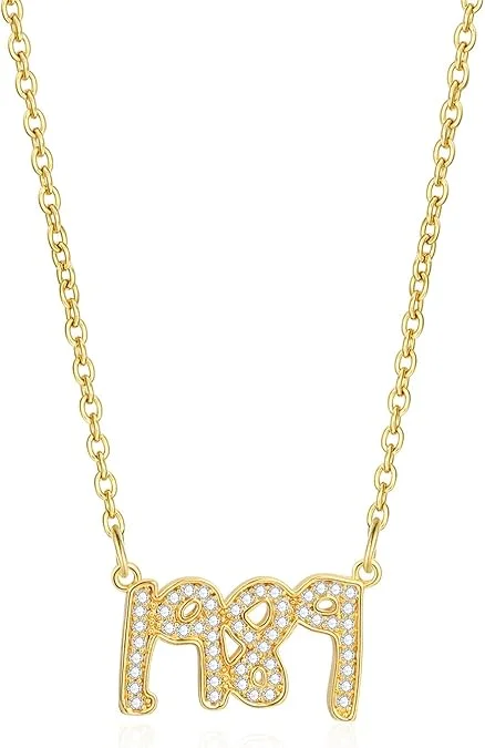 Custom Gold Number Necklace Personalized Pendant with Cubic Zirconia Inlay Dainty Chain Jewelry Customizable Digit  Christmas