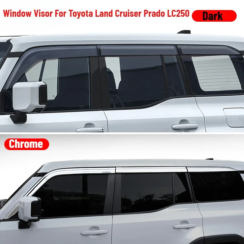 

Чехол для Toyota Land Cruiser 2024 + Prado LC250, козырек для окон, ветрозащитная крышка, накладки, навесы, укрытия, хром, черный