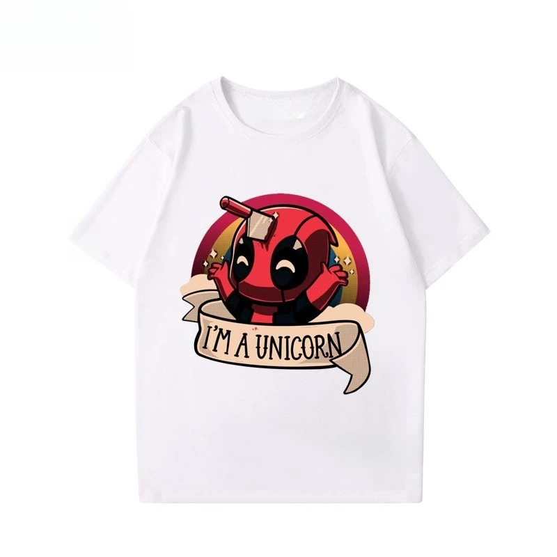 

Футболка с коротким рукавом Spoof Deadpool, летняя свободная трендовая повседневная свободная футболка с коротким рукавом 2025, спортивный удобный популярный топ с короткими рукавами