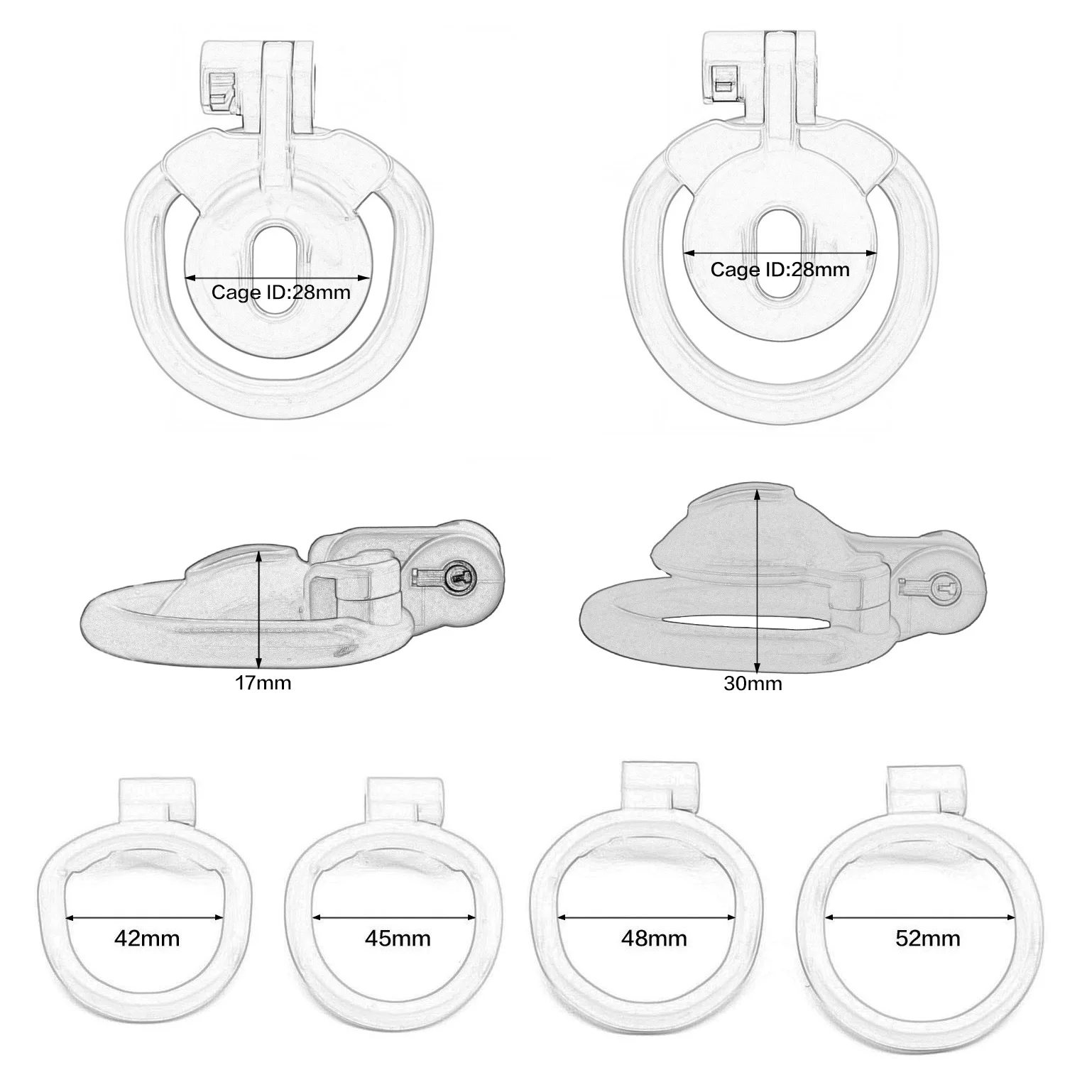 Mini CB Chastity Cage Positive/Negative Sissy Cock Lock with 4 Size Base Penis Rings Hidden Penis Devices Sexy Toys For Adults