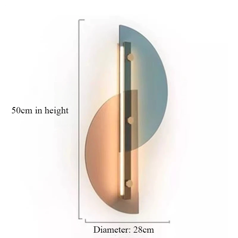 Indoor Glass Wall Light Creative Semi-Circular Shape Sconce with Warm Light Source for Bedroom Living Room Restaurant Cafe Decor