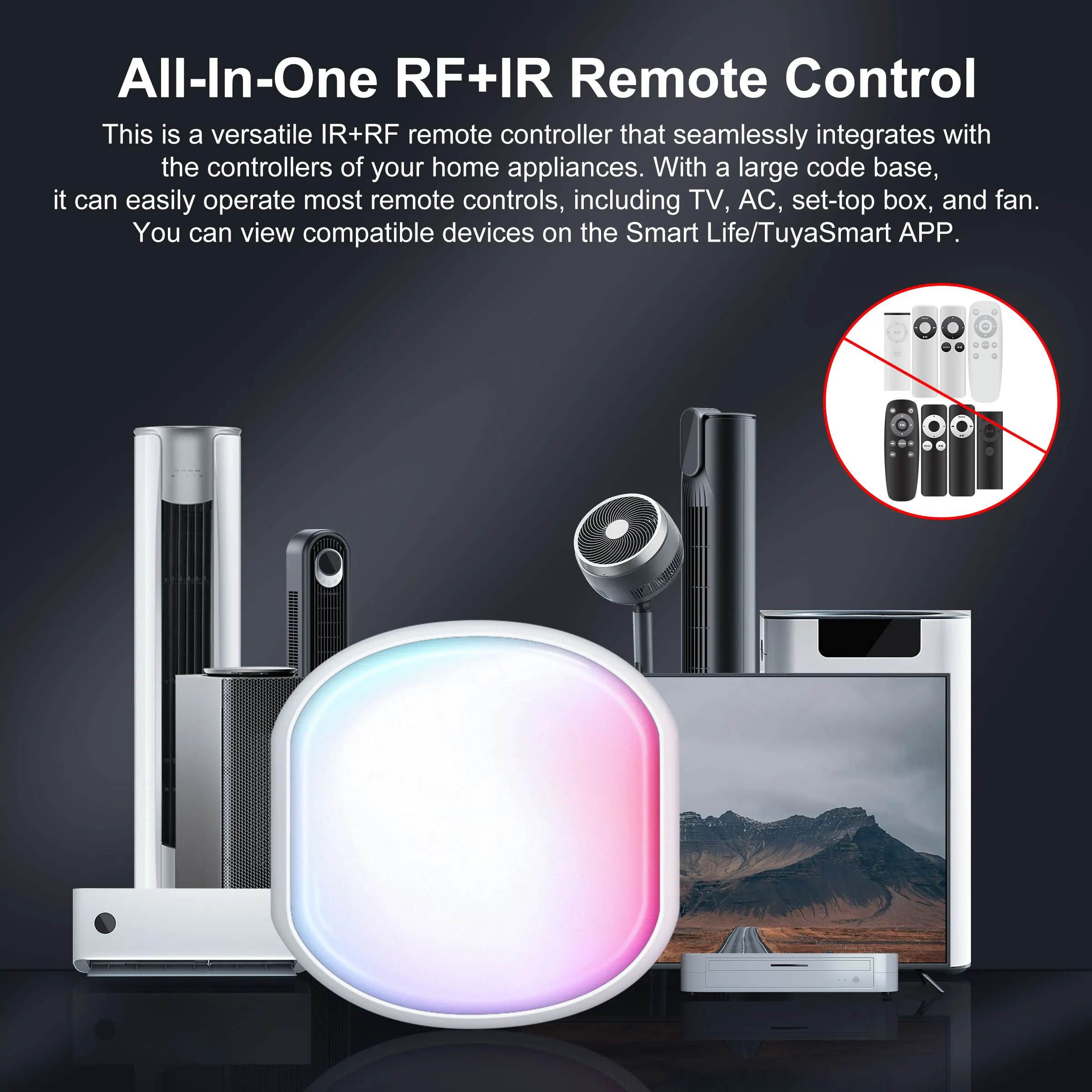 GIRIER Tuya Remote Control Hub WiFi IR/RF pintar dengan lampu malam Universal RF/infra merah pengendali jarak jauh bekerja dengan Alexa Alice