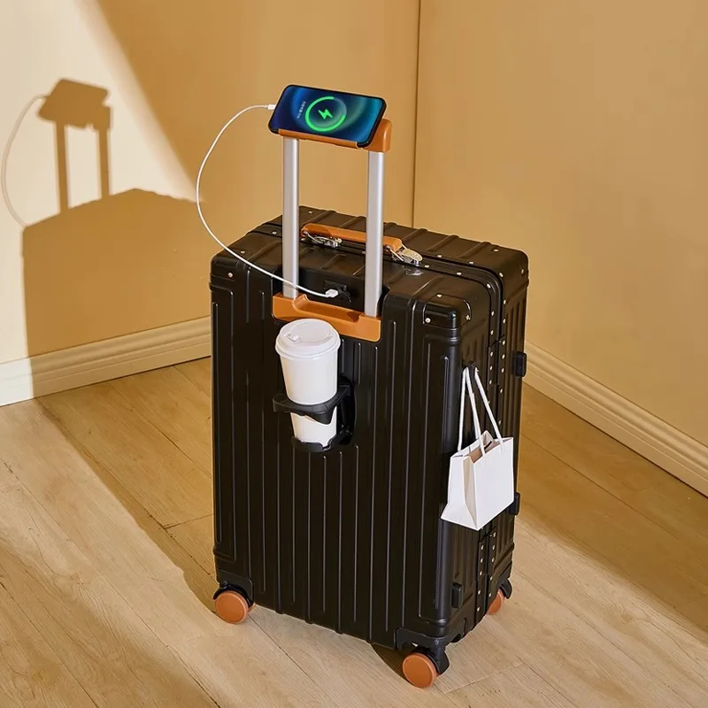 New Multifunctional Ale Aluminum Frame Suitcase Can Student Trolley Suitcase Crash Light Luggage 20 22 24 26 28 Boarding Box