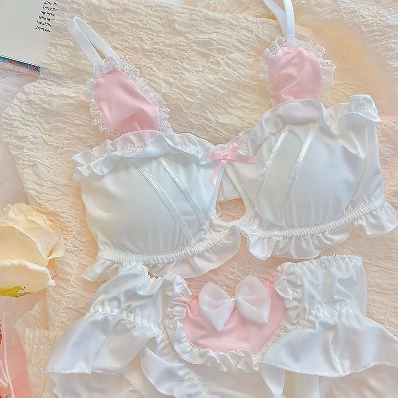 Set reggiseno da donna Lolita Seni piccoli che raccolgono Braand Slip Regolabile Raccolta vice Seni Senza anello in acciaio Set intimo