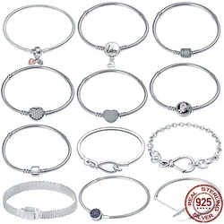 Hot Sale S925 sterling Silver Bracelet Fitting fits Original Bracelets charm Bracelet  DIY Bangle Jewelry Making Fashion Gift