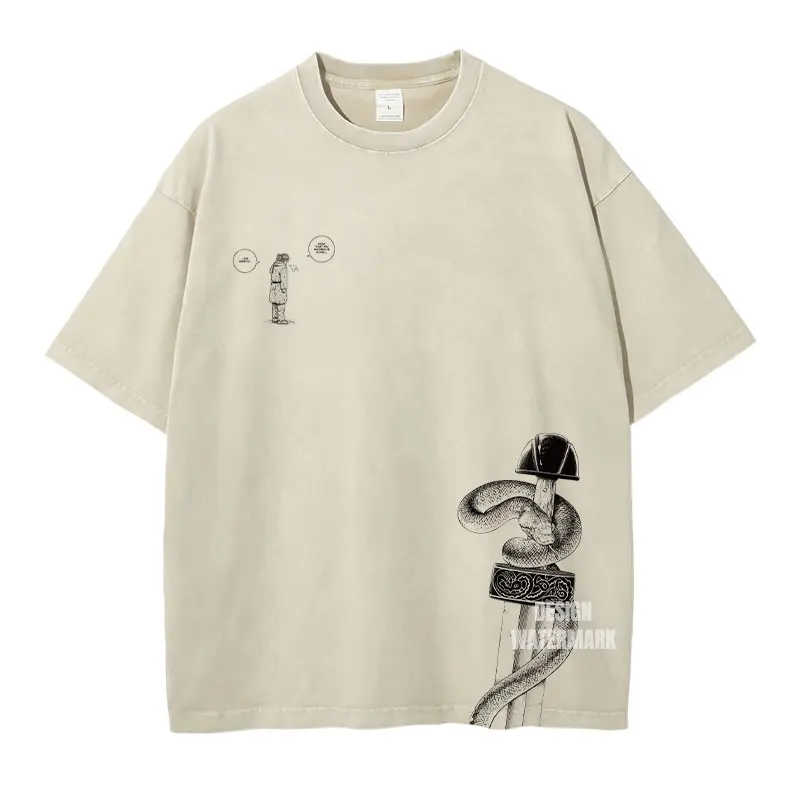 

Bandai Anime V-Vinland S-Saga T-shirt Oversized Vintage Washed Thorfinn T Shirts Retro Manga Harajuku Askeladd Thors T Shirt Man