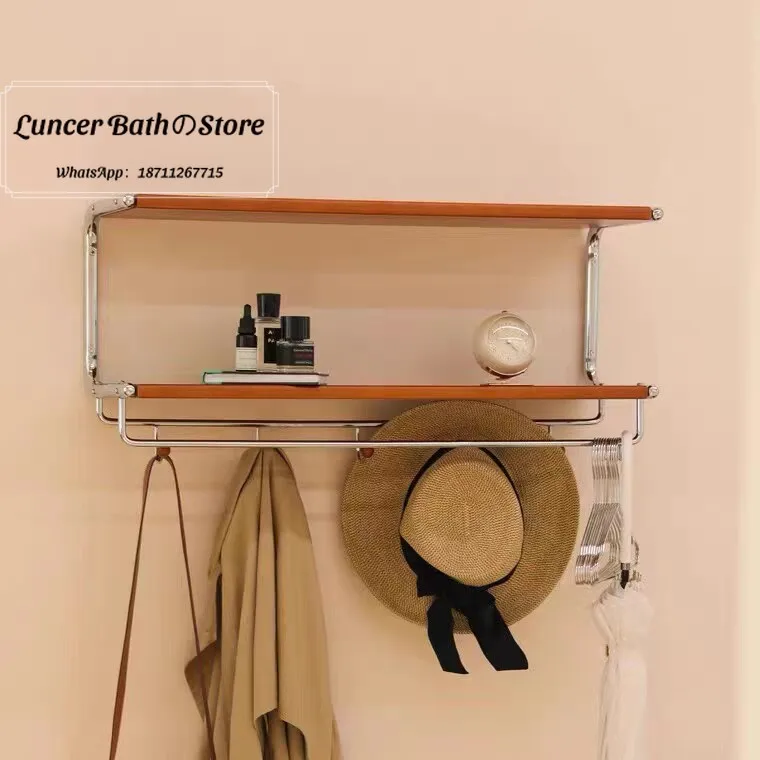 Minimalist Wall Mounted Shelf, MCM Wood Storage Rack, Coat Hanger for Entryway, Living Room, Bedroom, Bookshelf