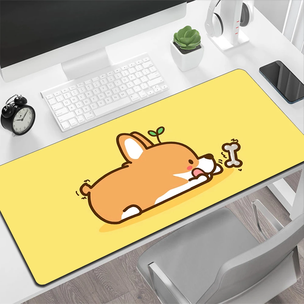 Cute Welsh Corgi Gaming Mouse Pad Large Mouse Pad PC Gamer Computer Mouse Mat Big Mousepad Silicone Keyboard Desk Mat Mause Pad