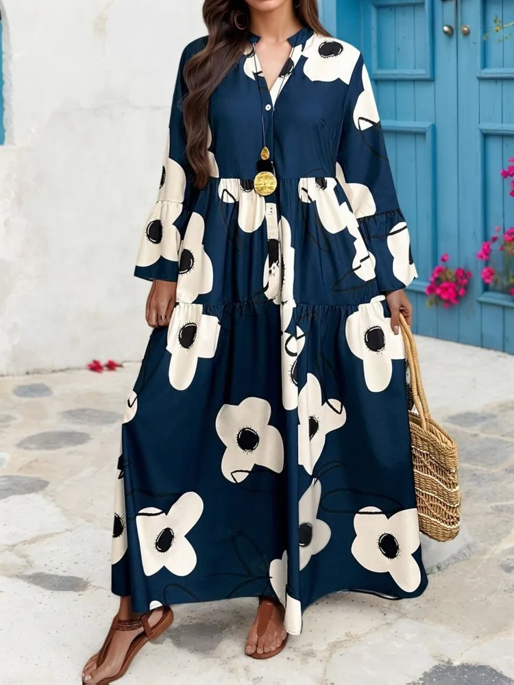 XL-4XL Plus Size Clothes Dresses Women Autumn Winter Robes Long Sleeve Street Style Casual 3XL Big Size Midi Dress Oversized view 3
