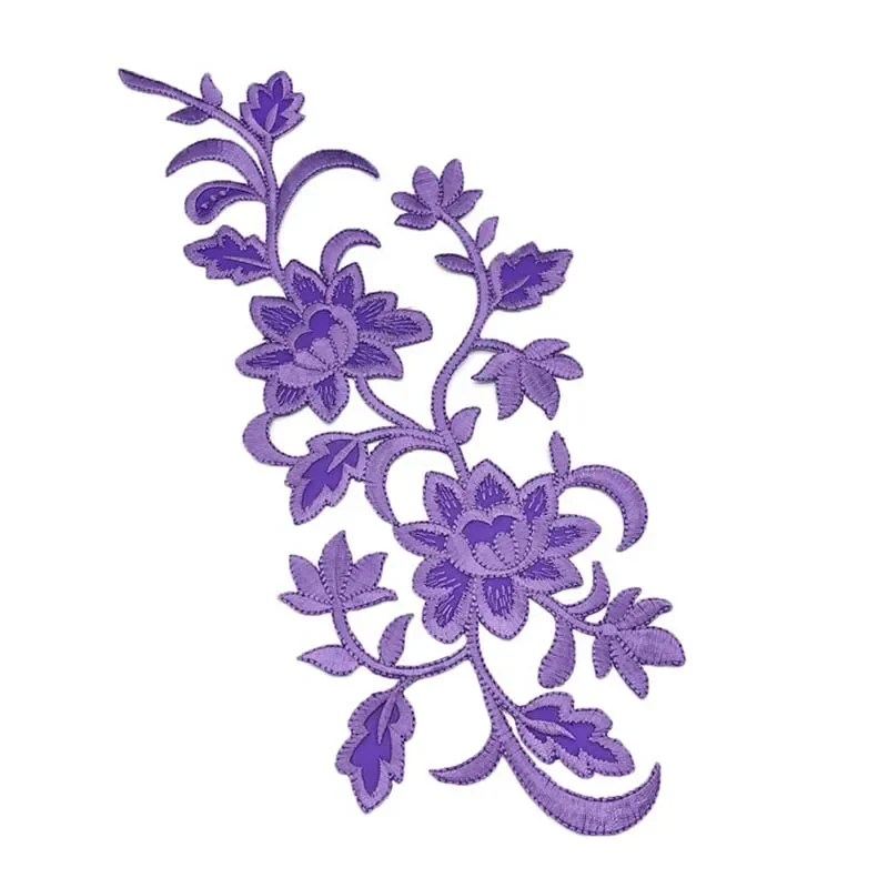 Floral Applique Patch Thermocollant Clothes Stickers,31*15CM Flower Vine Trim Fabric Embroidery Iron On Patches For Dress,Shirt