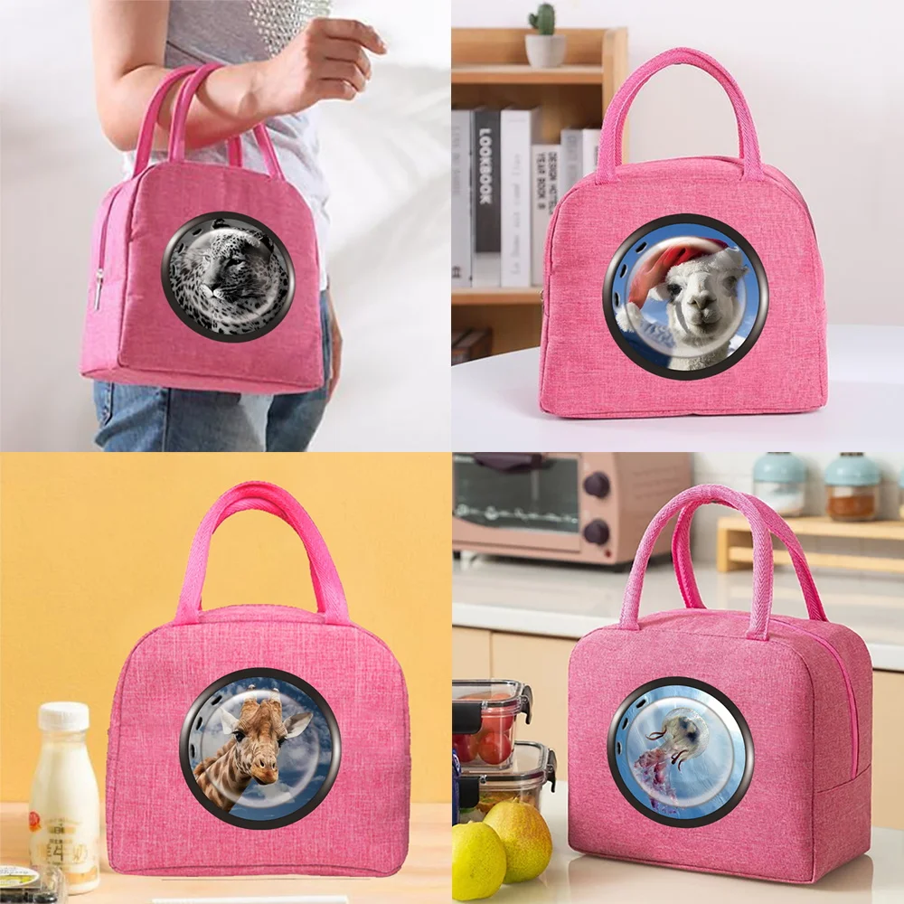 Women Lunch Bag Thermal Insulated Waterproof Picnic Outdoors Lunch Bags Window Print Food Storage Box Tote Lunch Pouch
