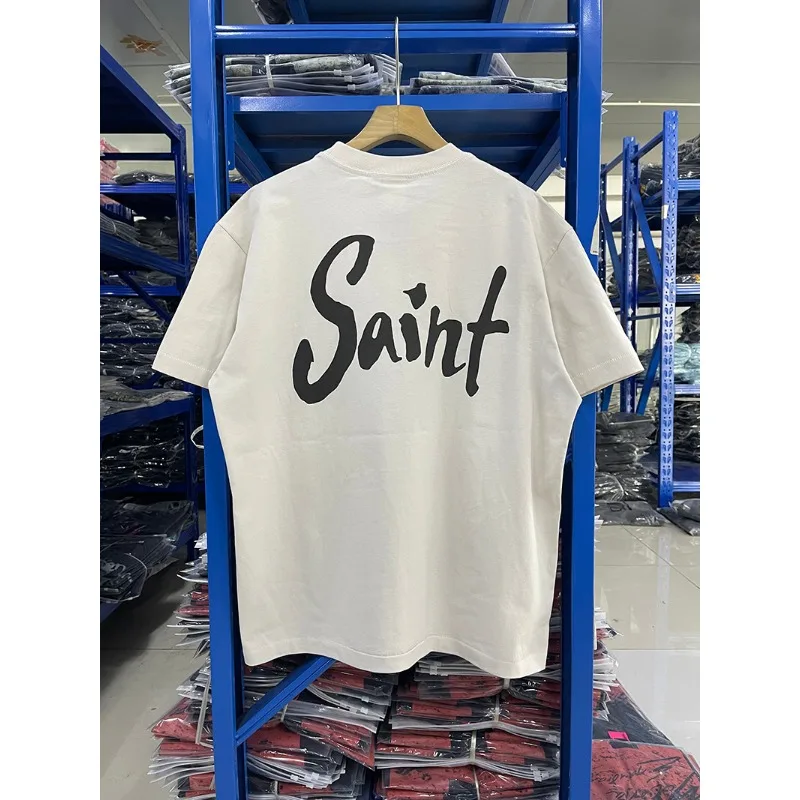 

2025 Washed Do Old SAINT, мужская и женская классическая универсальная футболка с короткими рукавами хорошего качества, футболка с буквенным логотипом