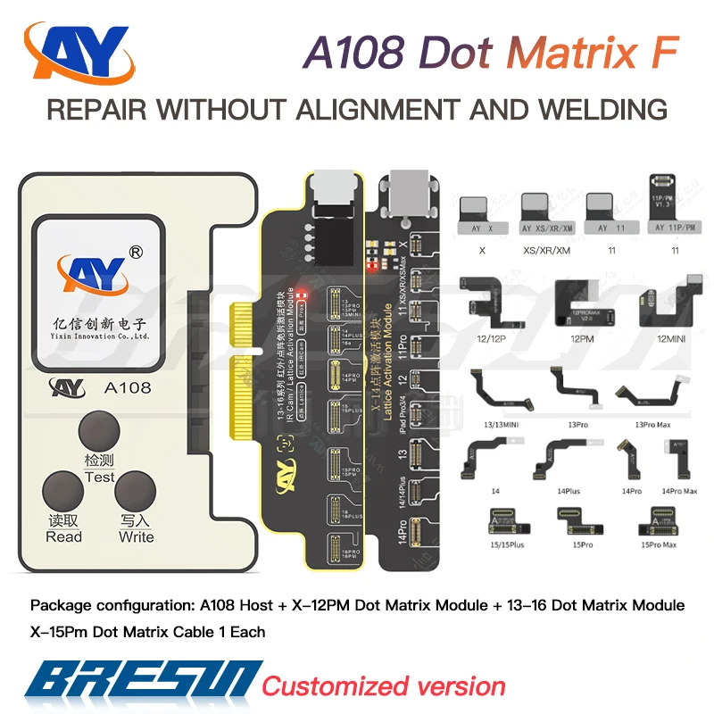 مبرمج AY A108 لهاتف iPhone X-16Pro Max Dot Matrix Projector بطارية نغمة حقيقية تغيير البيانات الصحية إصلاح الكاميرا نافذة منبثقة