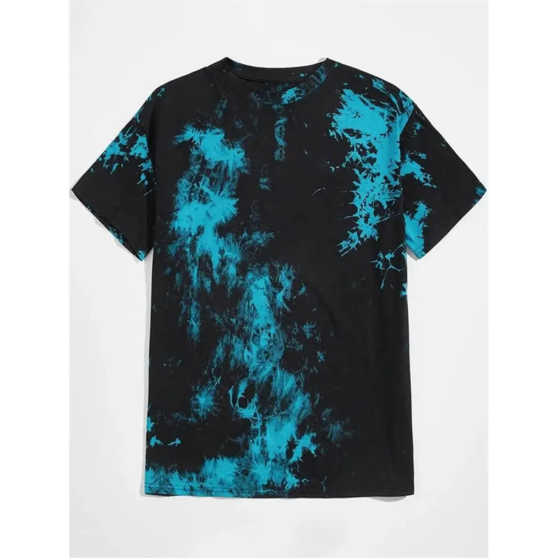 Men\'s Fashion Tie-Dye 3D Print Tshirt Short Sleeve Tops Summer Street Personality Harajuku Tees Oversized Kids O Neck T Shirt