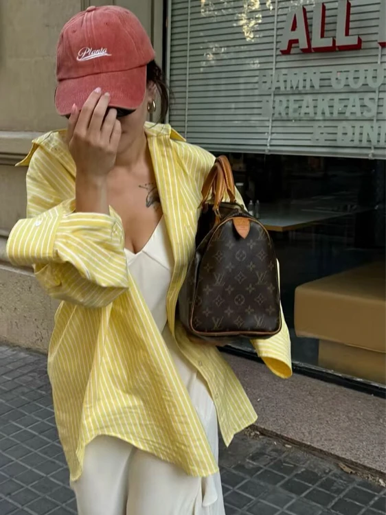 

Dopne Lazy Loose Casual Striped Long Sve irt Thin Outerwear Women's New 2025 Spring Summer Sun Protection Clothes