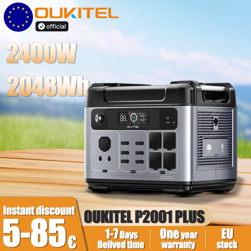 OUKITEL P2001E Plus Portable Power Station 2400W Output Power 2048Wh LiFePO4 Family Outdoor Camping Backup Power Mobile Power