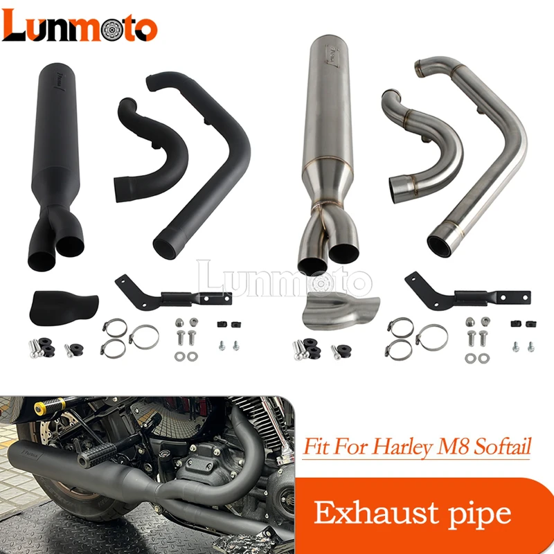 Motorcycle TIG Welded 2-in-1 Big Bore Exhaust System High Torque Deep Tone Full Length Muffler For Harley M8 Softail 2018-2026
